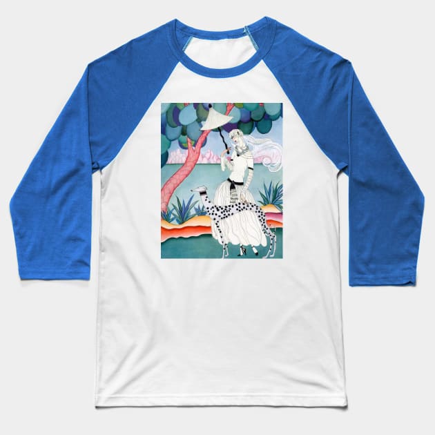 Woman and Dog Baseball T-Shirt by TooplesArt